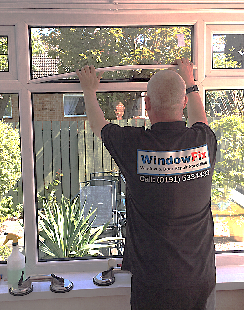 WindowFix technician repairing uPVC window, Sunderland
