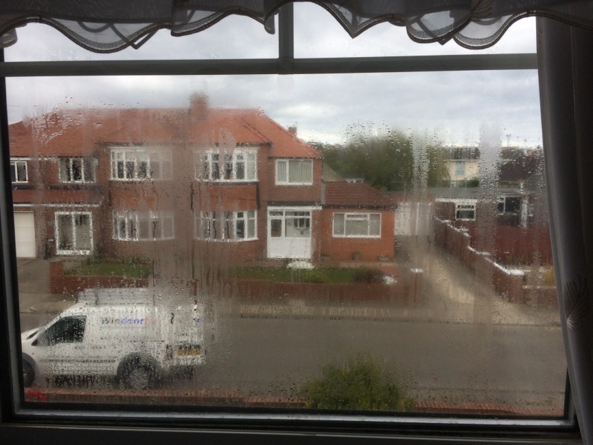 Misted Double Glazing Repair Misted double glazing before repair - condensation trapped between the panes obscuring the view